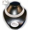 Freshwater Cultured White Pearls - 3 Stand set