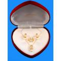 Lovely Gift Pearl Set, Ring, Necklace, Earrings