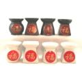 Ceramic Oil Burners w/Red Gold Emblem - Assorted