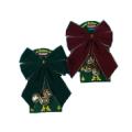 9" Green and Burgundy Bows With Bells