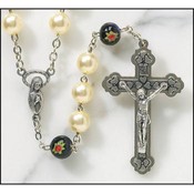 Pearl Rosary with Painted Our Father Beads