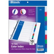 BAZIC 3-Ring Binder Dividers With 10-Color Tabs