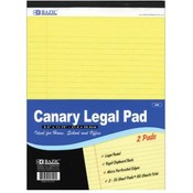 BAZIC 50 Ct. 8.5" X 11" Canary Writing Pad