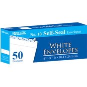 BAZIC #10 Peel &amp; Seal White Envelope (50/Pack)