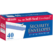 BAZIC #10 Peel &amp; Seal Security Envelope (40/Pack)
