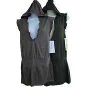Womens Sleeveless Heather Hooded Jersey Top