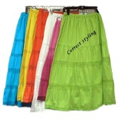 Ladies Tiered Solid Skirt with Lace(32")
