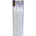 8" White Dinner Candle- 3 Pack
