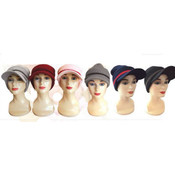 Stripe Knit Hat with Visor