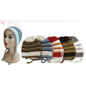 Stripe Knit Hat with Tail