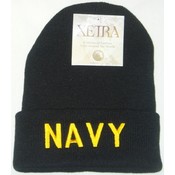 Navy Letter Knit Hats