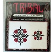 Goth Tribal Rose and Cross Tattoo