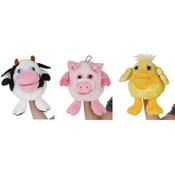 6"  3 Assorted Hand Puppets With Sound