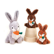 8" 3 Assorted Sitting Rabbits With A Carrot