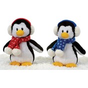 11" Cute Penguins With 2 Asst. Color Scarf