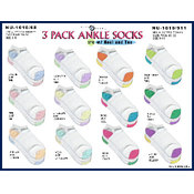 Womens' 3 Pack Anklets With Color Heel &amp; Toe