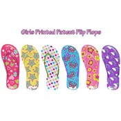 Girls Printed Patent Flip Flops