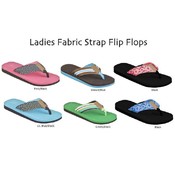 Ladies Fabric Strap Flip Flops