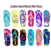 Ladies Surf &amp; Floral Flip Flops
