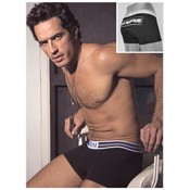 Mens Beau Mode Logo Stamp Boxer Trunk Black