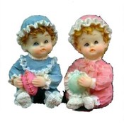 Polyresin Baby Boy and Girl figurines #05792