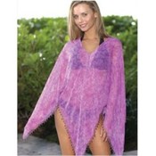 Sheer Marble Crepe Poncho w/Beads