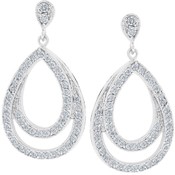 Evening Drop Silvertone CZ Earrings