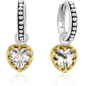 Two Toned Bonded Heart Shape CZ Earring