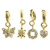 Butterfly, Turtle, O, and Heart CZ Pendant Charms