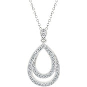 Evening Teardrop CZ Silver Tone Pendant