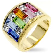 Spring Bazaar Multi-Color CZ Gold Tone Ring