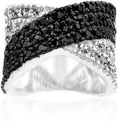 Criss Cross Clear &amp; Black CZ Ring