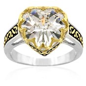 Two Toned CZ Heart Ring