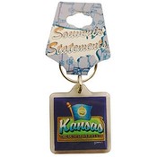 Kansas Keychain Lucite Map/ Flag