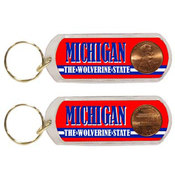 Michigan Keychain Lucite Lucky Penny