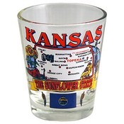 Kansas Shot Glass 2.25H X 2" W State Map