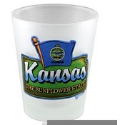Kansas Shot Glass 2.25H X 2" W Frosted Map/Flag