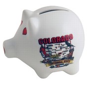 Colorado Piggy Bank 3" H X 4" W State Map