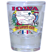 Iowa Shot Glass 2.25H X 2" W State Map