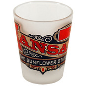 Kansas Shot Glass 2.25H X 2" W Frosted Banner W/ M