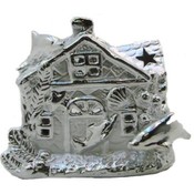 Silver Hand Painted Porcelain Candle Holder