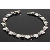 Solid Heart &amp; CZ Tennis Bracelet