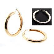 Open Pipe Textured Hoop Earrings | Gold
