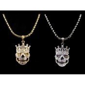 Crowned Skull Necklace and Pendant | Rhodium