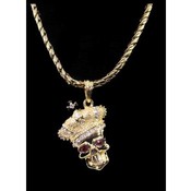 Red Eyed Skull Necklace and Pendant | Gold
