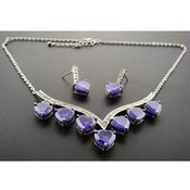 All Hearts Necklace &amp; Earring Set Violet &amp; Silver