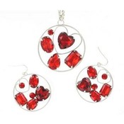 BeJeweled Necklace &amp; Earrings Sets | Red/Rhoduim