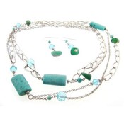 Multi Strand Genuine Turquoise Necklace &amp; Earring