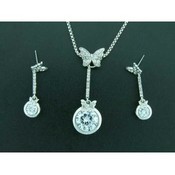 Austrian Crystal Butterfly Necklace &amp; Earring Set