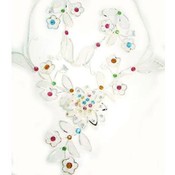 Handmade Flower Necklace &amp; Earrings Set Multi Colo
